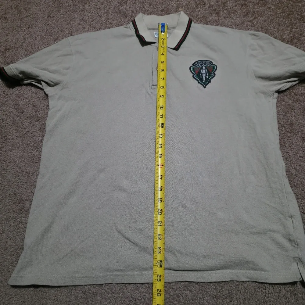 Gucci Equestrian Polo Shirt Beige Tan‎ Made in Italy Mens Size XXL *FITS Large*